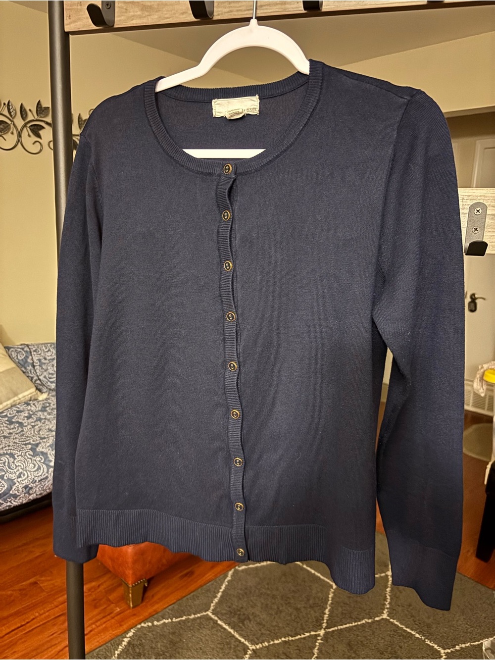 By Design brand - Classic Navy Button-Front Cardigan Sweater M